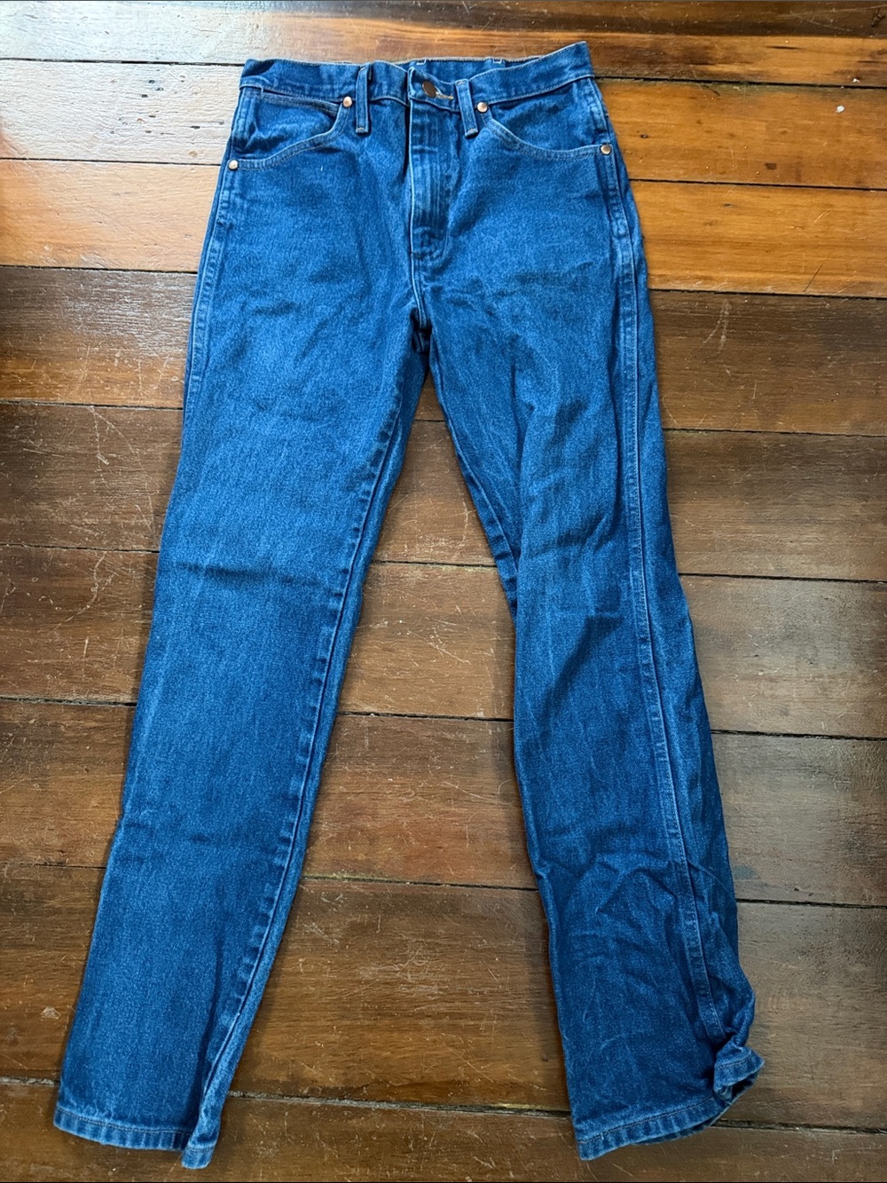 Wrangler Slim Cowboy Fit Blue Denim Jeans with Copper Stitching 29x31